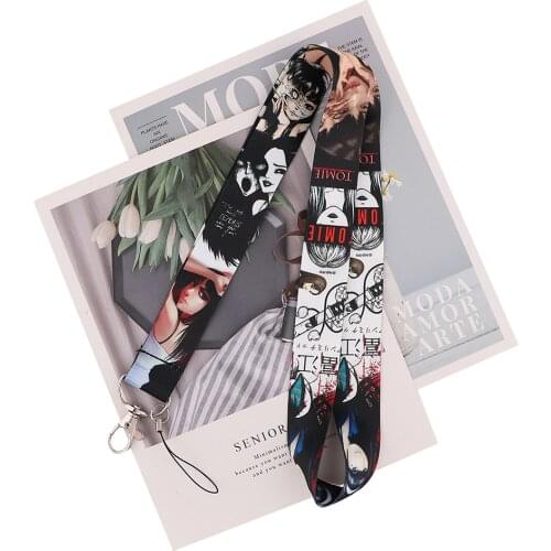 ZF3082 1pcs Horror Figure Girl Tomie Lanyard Badge ID Lanyards Mobile Phone Rope Key Lanyard Neck Straps Halloween Gifts