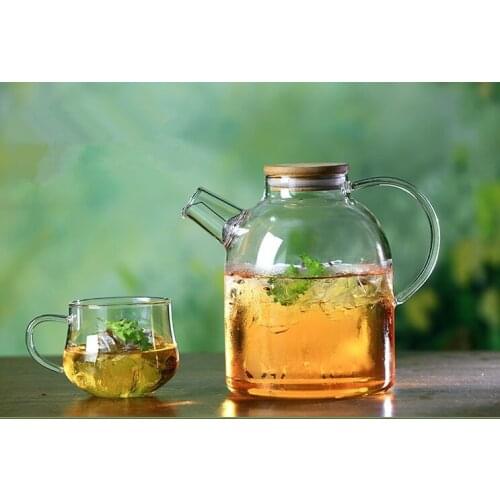 1PC 1000ml 1600ml Heat Resistan Glass Teapot Simple Kettle Tea Pot Convenient Office Tea Coffee Pot JM 1007
