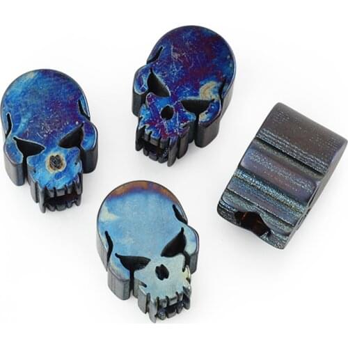 1PCS Skull Titanium Alloy Colorful Knife Beads Paracord Umbrella Rope Cord Outdoor EDC Pendant Bead