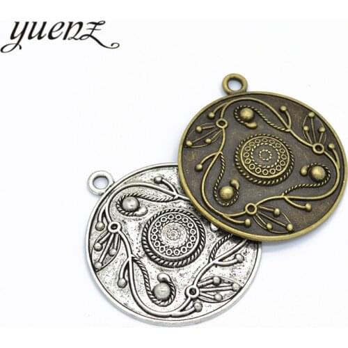 YuenZ 1pcs Antique Round Hyperbole Charms Tibetan Silver Plated Bronze Metal Pendants Fit Necklace Jewelry Making 57*50mm B133