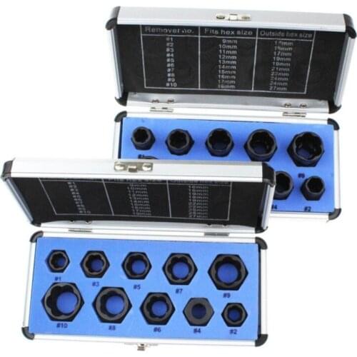 10PCS High Low Damaged Bolt Nut Screw Remover Extractor Removal Set Nut Removal Socket Tool