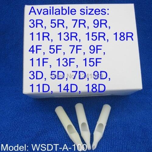 100pcs White Disposable Tattoo Tip Tube Nozzle Round Flat Diamond U Pick Size Supply WSDT-A-100