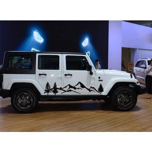 2 pieces jungle mountain adventure off road side door graphic vinyl car sticker for Jeep wrangler