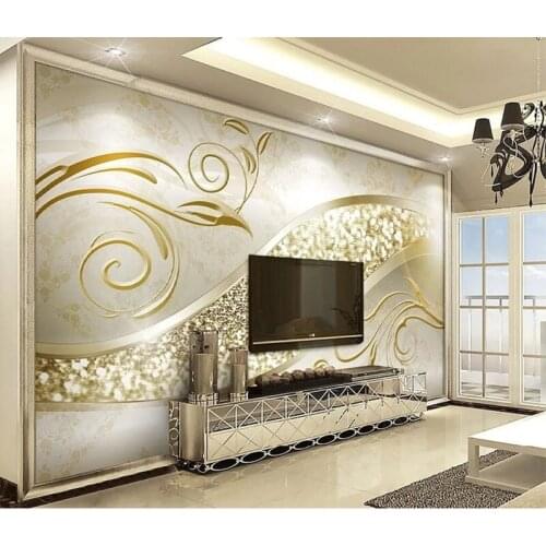 3D Wallpaper Art Mural for Living Room Large Painting Home Decor Gold Pattern Retro 3D Wallpaper Mural Decor Photo Backdrop