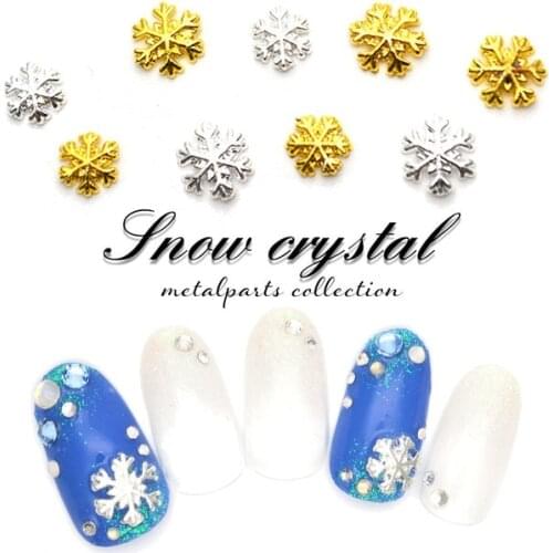 50pcs/pack Japan Korea New Nail Art Alloy Christmas Snowflower Metal Jewelry Accessories Collection for Women Nail Polish DIY
