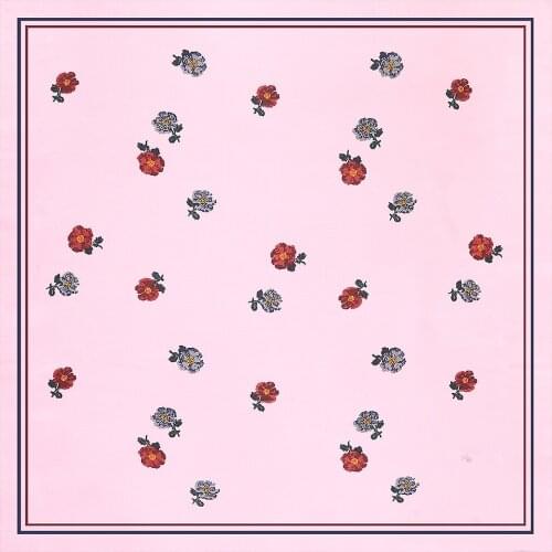 60cm Square Scarf Brand Bandanna Women Twill Silk Scarf 2021 Flower Headband Kerchief Scarf Fashion Professional Neckerchief