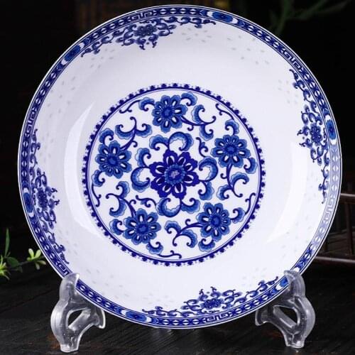 8inch Jingdezhen Ceramic Household Bone china Dinner Plates Chinese Style Blue and White Porcelain Plate Round Food Dish Tray