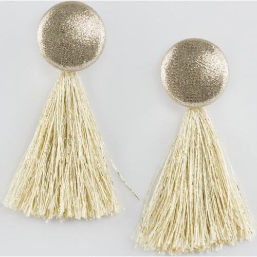 Satin Button Tassels Earrings