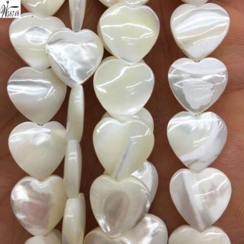 Free shipping Women Fashion Jewelry 9x9mm 8x8mm 6x6mm White Mother of pearl Shell Heart Art Loose Beads 15" FG8632