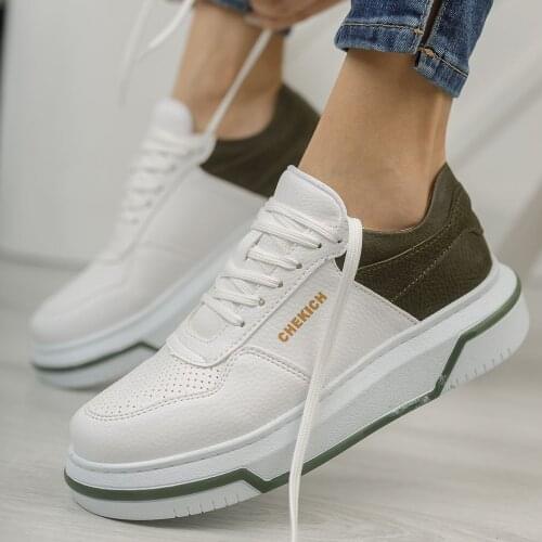 Chekich Womens & Mens Shoes Khaki and White Artificial Leather Mixed Color Summer Season Comfortable Sneakers Flexible Fashion Odorless Orthopedic Wedding Office Casual Sport Lightweight Breathable CH075 Women V1
