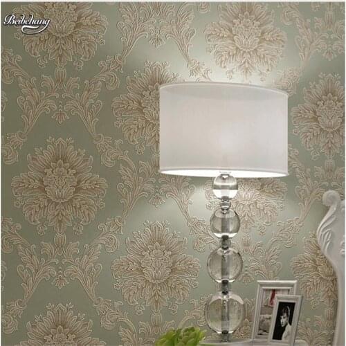 Beibehang European luxury Damascus gold foil 3d wallpaper non-woven wallpaper bedroom living room sofa TV background wallpaper