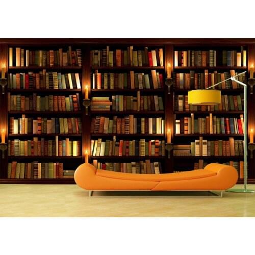 Custom 3D Photo Wallpaper Candle Bookshelf Background Mural Living Room Bedroom Vinyl Mural Waterproof Wallpaper Home Decor