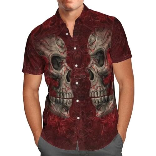 Hawaii Shirt Hawaiian beach summer Fashion Skull Face To Face Art Halloween Printed 3d Mens Shirt Harajuku Tee hip hop shirts
