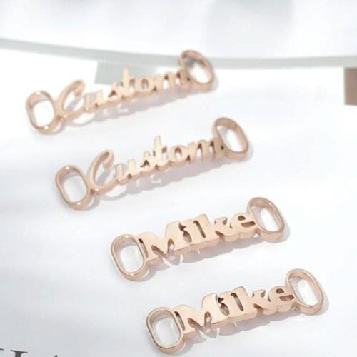 HUHUI Custom Name Shoe-Buckles Gold Color Stainless Steel Shoe Decoration Charm Fashion Shoe Tags Personalized Unisex Jewelry