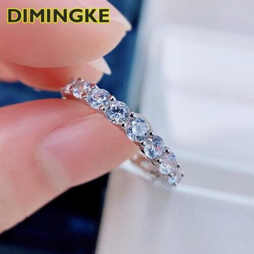 DIMINGKE 3*3 Super Flash High Carbon Diamond Ring OL Style Cocktail Party 100%-S925 Sterling Silver Fine Jewelry Wholesale