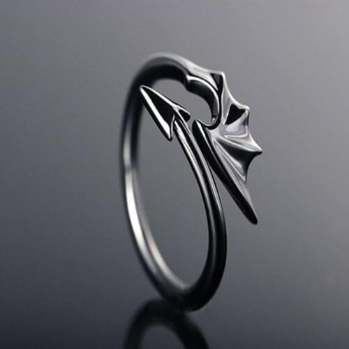 Retro Minimalist Punk Female Male Black Demon Plating Ring for Women Girl Party Gift Female Anel bijoux Bridal