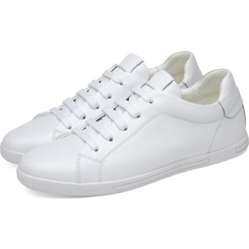 New Genuine Leather Shoes Brand White Shoes Mens Cow Leather Sneakers Casual Shoes Fashion Shoes Outdoor Breathable Shoes