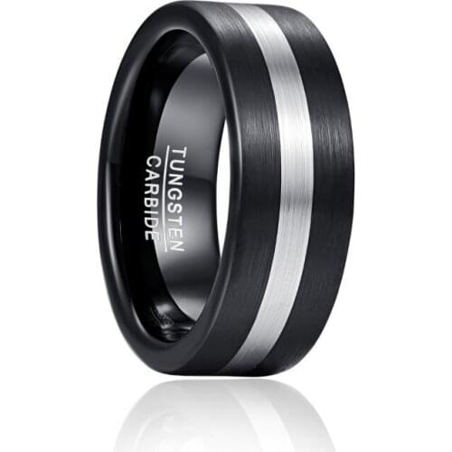 Fashion Classic Tungsten Carbide Ring Black Brushed Proposal Engagement Anillo Tungsteno