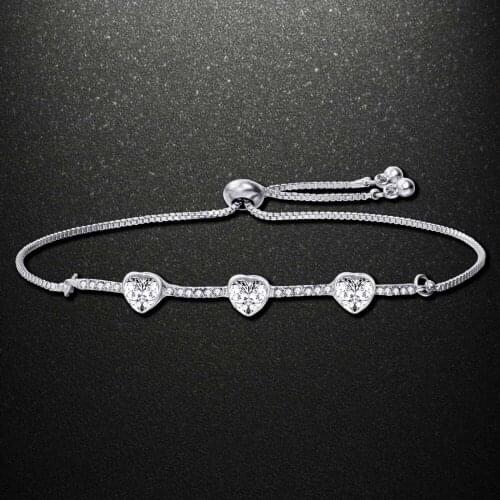 Fashion Crystal Heart Bracelets Gold Silver Plated Charm CZ Stone Bracelets For Women Adjustable Friendship Bracelets & Bangles