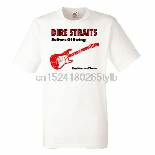 Dire STRAITS Sultans of Swing White Mens T-shirt Men Rock Band Tee Shirt
