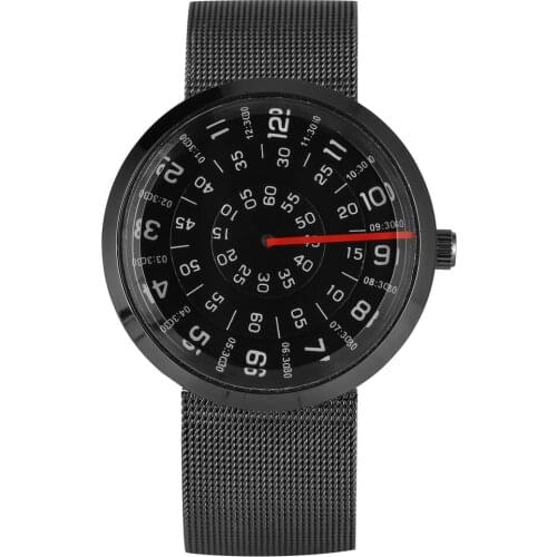 Mens Quartz Wristwatches Durable Stainless Steel Strap Watches Unique Time Design Dial Watch Black Case