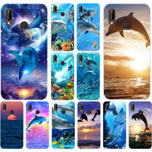 125H ocean dolphin Dance And Jumping Soft Silicone Tpu Cover Case for huawei p 20 lite pro y6 2017 mate 10 lite