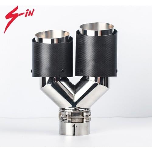Carbon Fiber Muffler Tips 1 Inlet TO 2 Outlet Exhaust Muffler