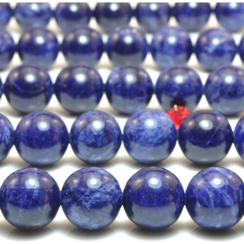 Natural Blue Sodalite AAA Grade Smooth Round Loose Beads Wholesale Gemstone Semi Precious Stone Bracelet Diy Jewelry Making 15"
