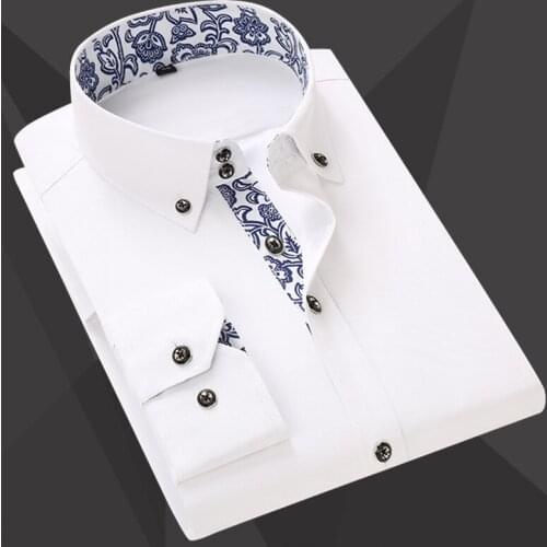 2021 New Mens Slim-Fit Long-Sleeved Shirt Youth Business Casual Shirt