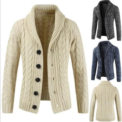 New Knitted Cardigan Fashion Loose Sweater Jacket Mens Fashion Sweater Thick Warm Cardigan