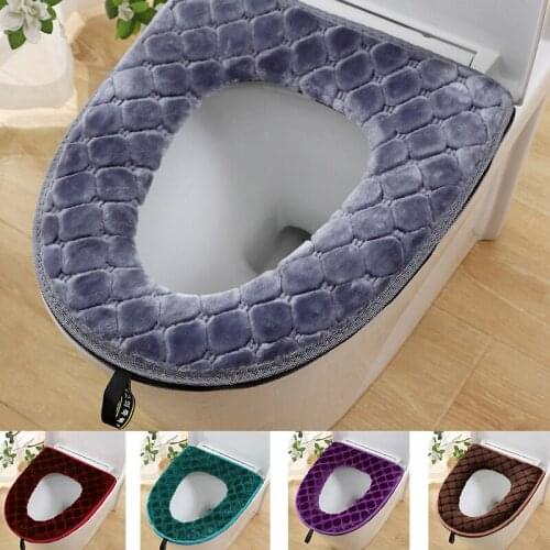 Toilet Seat Cushion with Zipper Household Winter Warm Waterproof Bathroom Sitting Pad Universal