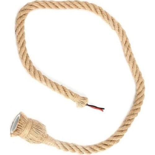 Pendant Ceiling Light Vintage Hemp Rope Chandelier Hanging Lamp E27 Base For Farmhouse Restaurant Bar Home Decoration