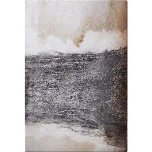 Hand Painted Oil Painting Wall Painting Art Simplicity Style Grey and White Canvas Painting Wall Pictures for Home Decor