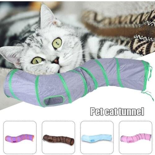 S Shaped Cat Tunnel Curved Foldable Collapsible Dog Movement Channel Toy for Pet Puppy Kitten Rabbit 2 Way In & Out XR-Hot