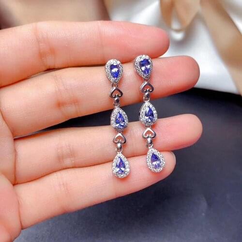 The Best Gift for Your loved Girl Tanzanite Earring Natural And Real 925 sterling silver Tanzanite Earring