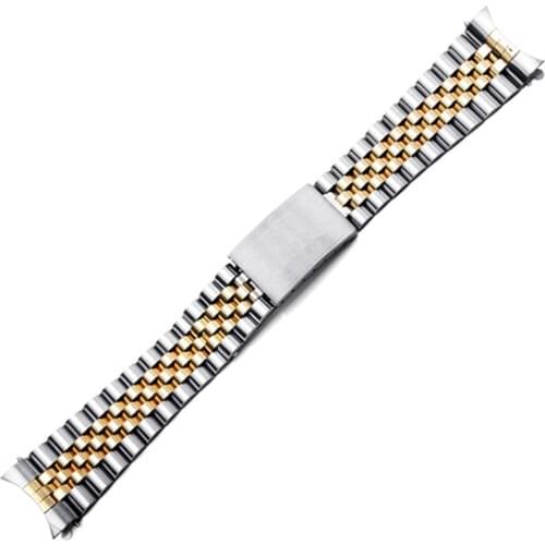 Silver Gold Oyster Fold Deployment Clasp Watch Band Strap Bracelet For Rol Mens SS 20mm Watch Part