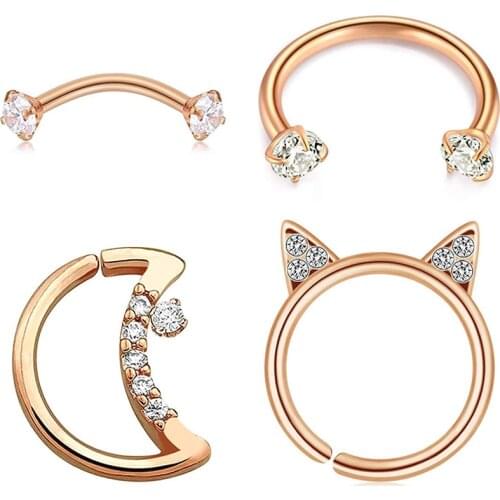 4Pcs Daith Earrings Conch Heart Shaped Stainless Steel 16G Cartilage Tragus Helix for Women and Men Piercing