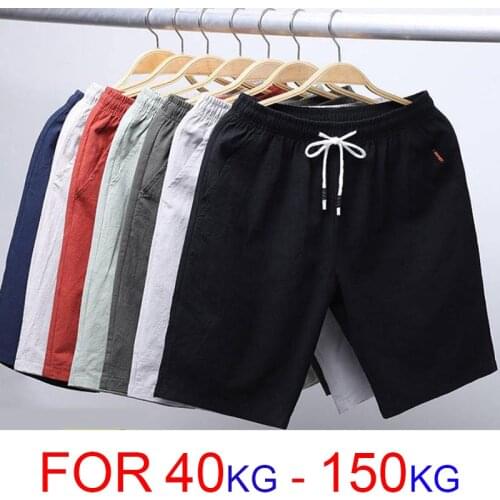 6XL 7XL 8XL 9XL Summer Linen Shorts Men 2020 Casual Shorts Trunks Fitness Beach Shorts Man Breathable 100% Cotton Short Trousers