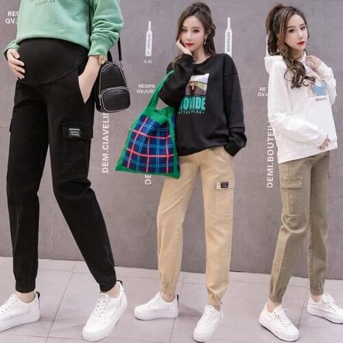 Pocket Cotton Maternity Pants For Pregnant Women Trousers Military Sweatpants High Waist Pregnancy Pants Maternity Streetwear