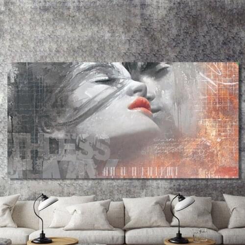 Modern Graffiti Art Canvas Painting Abstract Lover Kiss Posters and Prints Cuadros Wall Pictures for Living Room Home Decoration