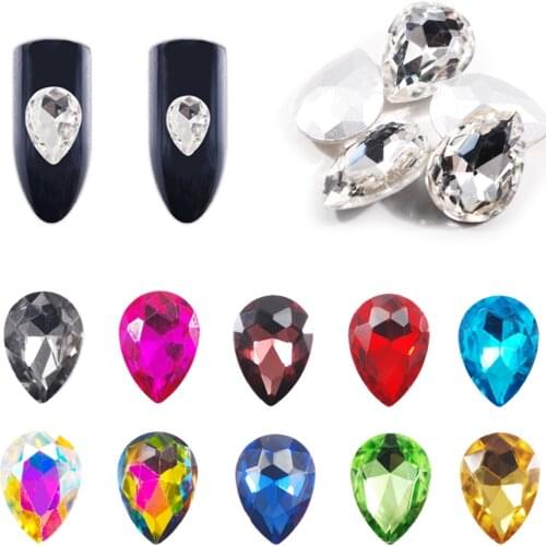 20pcs/pack Super Glitter Water Drop Nail Rhinestone 4*6mm/6*8mm Crystal 3D Manicure Decoration Charm Stone Accessory