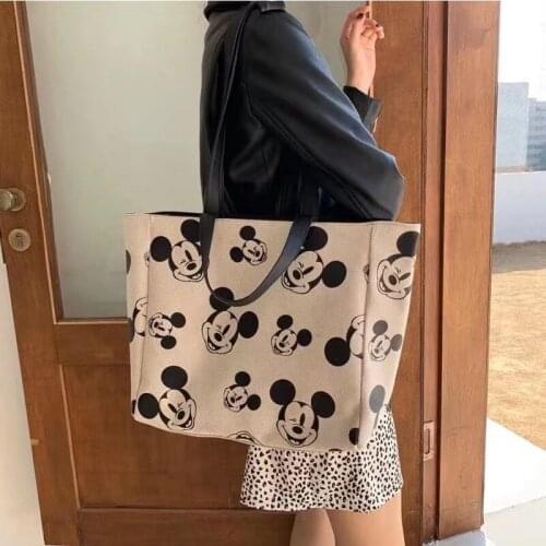 Disney Girl Canves Shoulder Bag Coin Bag Cartoon Mickey Women Shoulder Bag New Handbag Shopping Bag Chest Bag Purse Kids Gifts