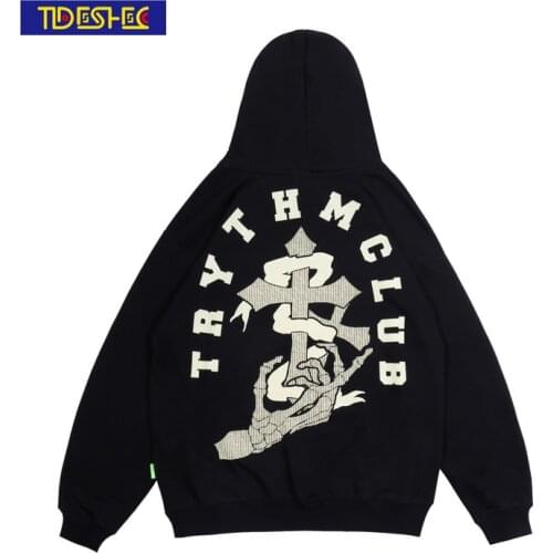Sweatshirt Letter Goth Print Hooded Hip Hop Hoodie Streetwear Pullover 2021 Men Autumn Harajuku Cotton Casual Hoodie Sweatshirt