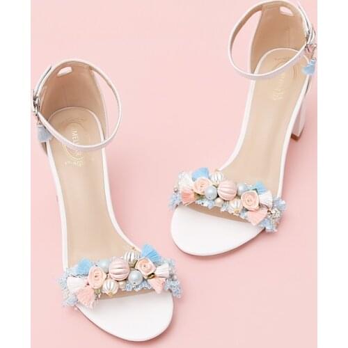 Early spring and summer new ladies' rough heels cos word with sweet girl tassel fresh size student shoes