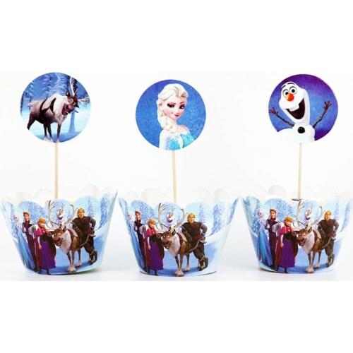 Disney Frozen The Avengers Mickey Minnie Mouse Cake Decor 12pcs Cupcake Wrapper Topper Baby Shower Kids Birthday Party Supplies