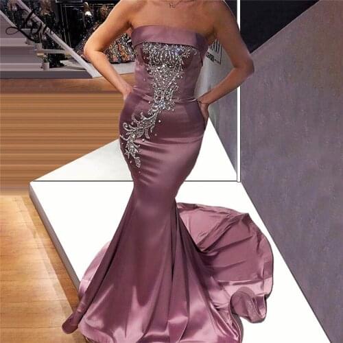 Gorgeous Beading Strapless Party Dress 2020 Mermaid Celebrity Dresses Formal Dubai Evening Wear Arabic Prom Gowns Robe De Soiree