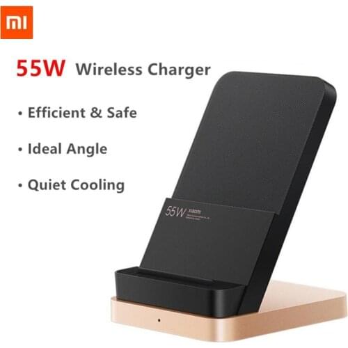 Xiaomi 55W Vertical Air-cooled Wireless Charger Max Flash Charging Qi Stand Horizontal For Xiaomi 10 Pro For iPhone