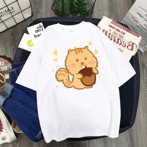 Hot Sales Printed Round Collar Female Tshirt Women Basic Graphic T-Shirt Korean Style Short Sleeves Ladies White Clothes Female