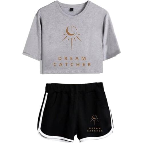 Dreamcatcher Kpop Clothes Womens 2 Piece Set Women Fashion Summer Short Sleeve Crop Top+Shorts New Hot Sale girls set