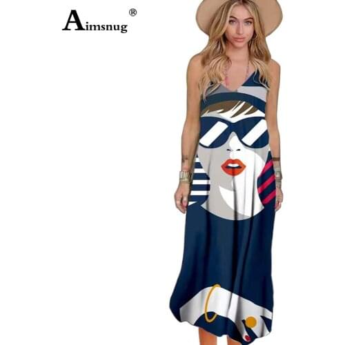 2021 Summer Ladies Elegant Long Maxi Dress Womens Streetwear Fashion 3D Print Dresses Plus size Female Spaghetti Strap Dress